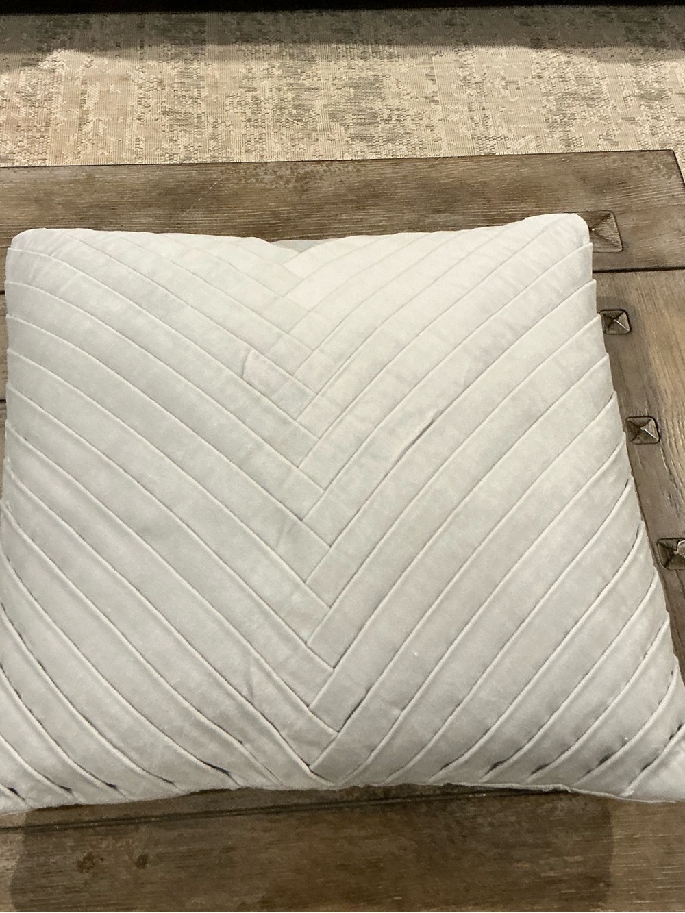 Soft Quilted light gray Decorative Pillow 20x20- Plush Chevron Design